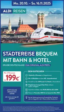 Aldi Nord Aldi reisen städtereise mit bahn & hotel Angebot