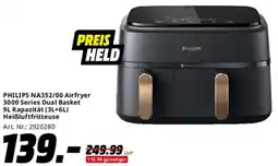 Saturn PHILIPS NA352/00 Airfryer 3000 Series Dual Basket 9L Kapazität (3L+6L) Heißluftfritteuse Angebot