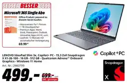 Saturn LENOVO IdeaPad Slim 3x, Copilot+ PC-15,3 Zoll Snapdragon XX1-26-100 Angebot