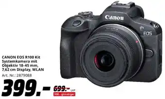 Saturn CANON EOS R100 Kit Systemkamera mit Objektiv 18-45 mm, 7,62 cm Display, WLAN Angebot