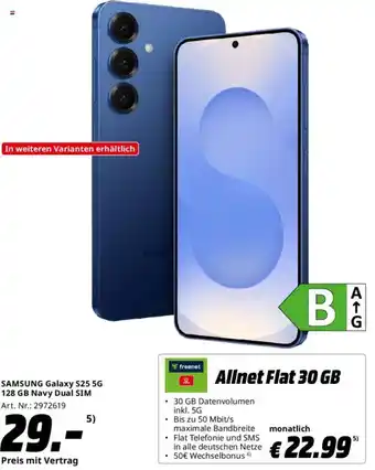 Saturn SAMSUNG Galaxy S25 5G 128 GB Navy Dual SIM Angebot