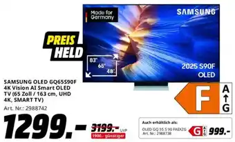 Saturn SAMSUNG OLED GQ65590F 4K Vision AI Smart OLED TV Angebot