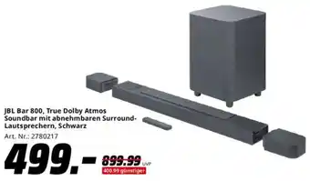 Saturn JBL Bar 800, True Dolby Atmos Soundbar mit abnehmbaren Surround Lautsprechern, Schwarz Angebot