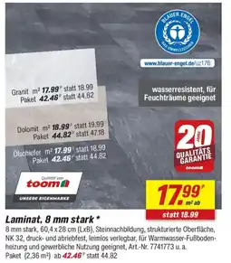 toom Baumarkt Laminat, 8 mm stark Angebot
