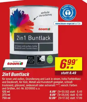 toom Baumarkt toom 2in1 Buntlack Angebot
