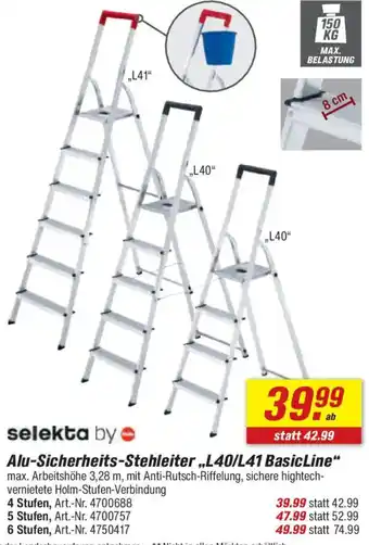 toom Baumarkt selekta by Hailo Alu-Sicherheits-Stehleiter „,L40/L41 BasicLine" Angebot