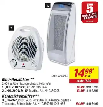 toom Baumarkt Keramikheizlüfter Angebot