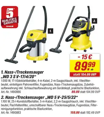 toom Baumarkt KÄRCHER 2. Nass-/Trockensauger,,WD 5 V-25/5/22" Angebot