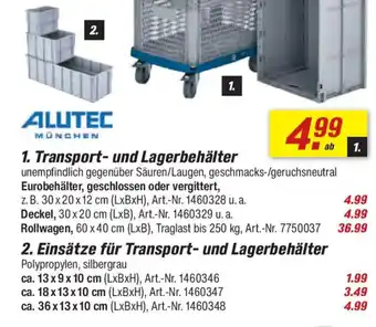 toom Baumarkt ALUTEC 2. Einsätze für Transport- und Lagerbehälter Angebot