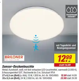 toom Baumarkt Briloner Sensor-Deckenleuchte Angebot