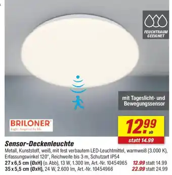 toom Baumarkt Briloner Sensor-Deckenleuchte Angebot