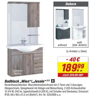 toom Baumarkt Badblock,,Wien"/,,Jesolo" 2/3 Angebot