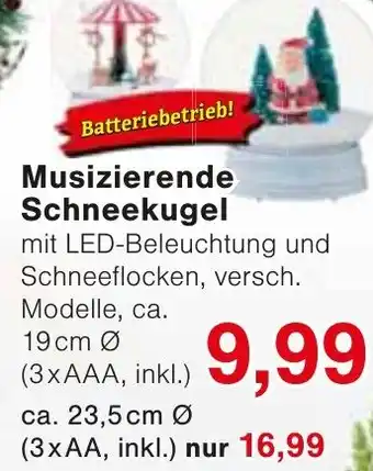 Wiglo Wunderland Musizierende Schneekugel Angebot
