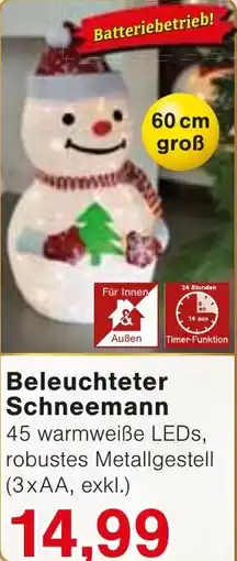 Wiglo Wunderland Beleuchteter Schneemann Angebot