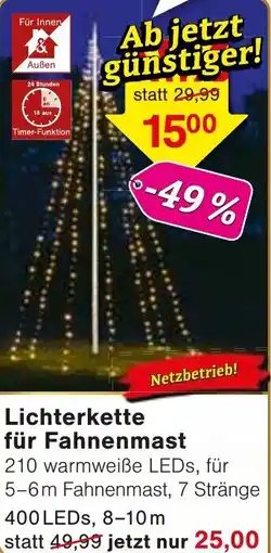 Wiglo Wunderland Lichterkette für Fahnenmast Angebot