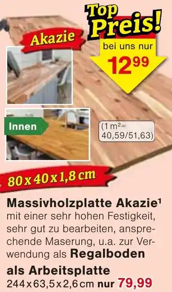 Wiglo Wunderland Massivholzplatte Akazie Angebot