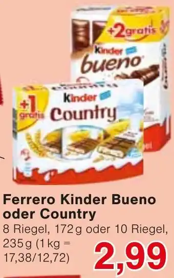 Wiglo Wunderland Ferrero Kinder Bueno oder Country Angebot