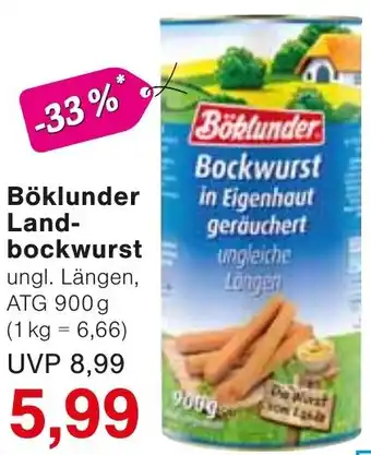 Wiglo Wunderland Böklunder Landbockwurst Angebot