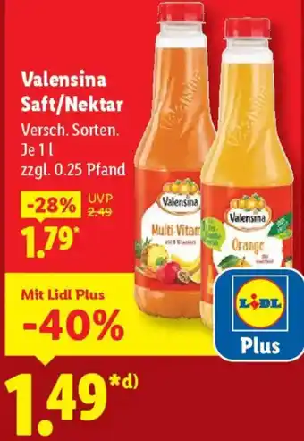 Lidl Valensina Saft/Nektar Angebot