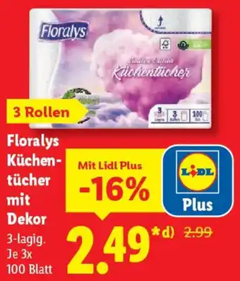 Lidl Floralys Küchentücher mit Dekor Angebot