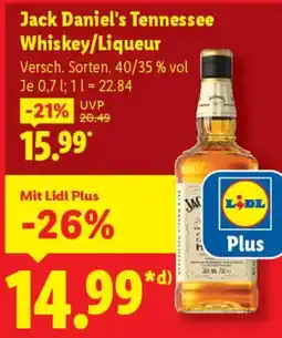 Lidl Jack Daniel's Tennessee Whiskey/Liqueur Angebot