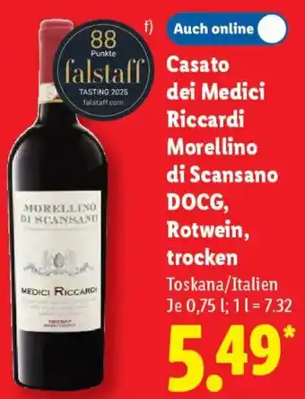 Lidl Casato dei Medici Riccardi Morellino di Scansano DOCG, Rotwein, trocken Angebot