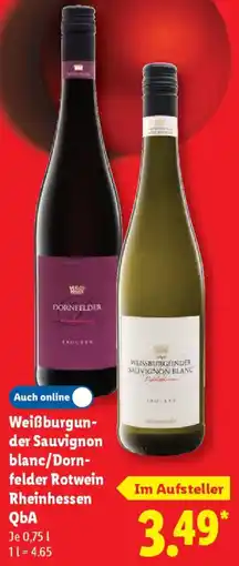 Lidl Weißburgunder Sauvignon blanc/Dornfelder Rotwein Rheinhessen QbA Angebot