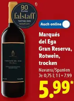 Lidl Marqués del Ega Gran Reserva, Rotwein, trocken Angebot