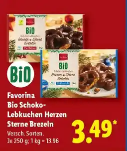 Lidl Favorina Bio Schoko- Lebkuchen Herzen Sterne Brezeln Angebot