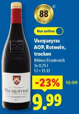 Lidl Vacqueyras AOP, Rotwein, trocken Angebot