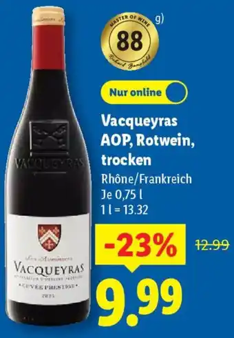 Lidl Vacqueyras AOP, Rotwein, trocken Angebot