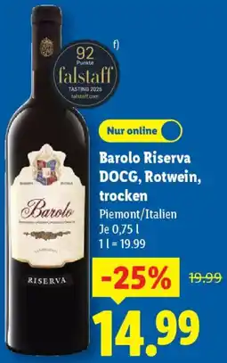 Lidl Barolo Riserva DOCG, Rotwein, trocken Angebot