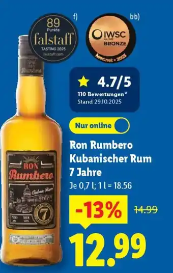 Lidl Ron Rumbero Kubanischer Rum 7 Jahre Angebot