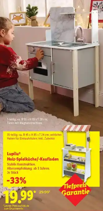 Lidl Lupilu Holz-Spielküche/-Kaufladen Angebot