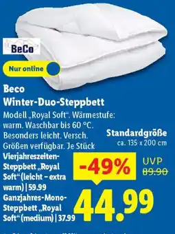 Lidl Beco Winter-Duo-Steppbett Angebot