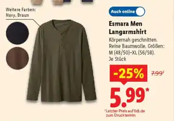 Lidl Esmara Men Langarmshirt Angebot