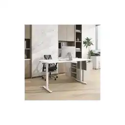 Netto Marken-Discount Home Deluxe Höhenverstellbarer Schreibtisch ELMO Weiß 120 x 60 cm mit PC-Halterung Angebot
