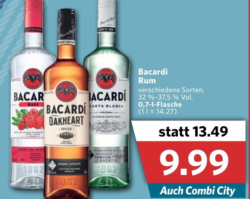 Bacardi Rum 0,7L Angebot bei Combi