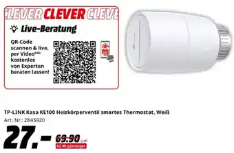 Saturn TP-LINK Kasa KE100 Heizkörperventil smartes Thermostat, Weiß Angebot