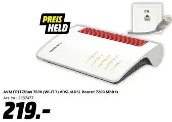 Saturn AVM FRITZ!Box 7690 (Wi-Fi 7) VDSL/ADSL Router 7200 Mbit/s Angebot