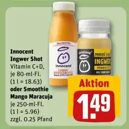 REWE Innocent Ingwer Shot oder Smoothie Mango Maracuja Angebot