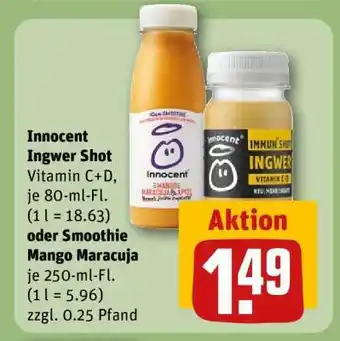 REWE Innocent Ingwer Shot oder Smoothie Mango Maracuja Angebot