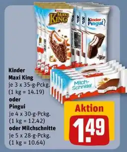REWE Kinder Maxi King oder Pingui oder Milchschnitte Angebot