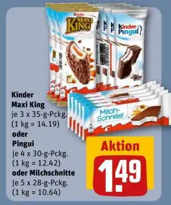 REWE Kinder Maxi King oder Pingui oder Milchschnitte Angebot