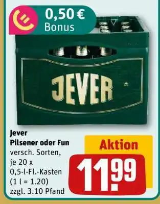REWE JEVER Pilsener oder Fun Angebot