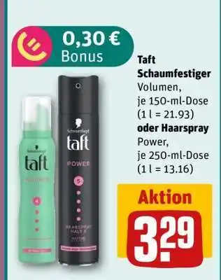 REWE Taft Schaumfestiger Volumen oder Haarspray Power Angebot