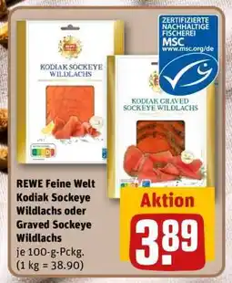REWE REWE Feine Welt Kodiak Sockeye Wildlachs oder Graved Sockeye Wildlachs Angebot