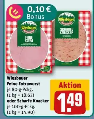 REWE Wiesbauer Feine Extrawurst oder Scharfe Knacker Angebot