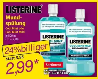 Norma Listerine Mundspülung Cool Mint oder Cool Mint Mild Angebot