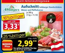 Norma Aufschnitt Salzburger Rauchschinken, Wiener und Pfefferkarree Angebot